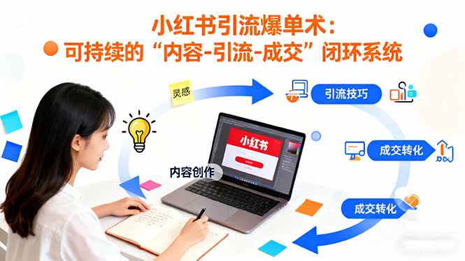 小红书引流爆单术：构建一套低成本 可持续的“内容-引流-成交”闭环系统-月亮湾网创资源站