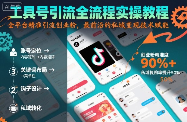 工具号引流全流程保姆级实操教程，全平台精准引流创业粉，最前沿的私域变现技术赋能-月亮湾网创资源站