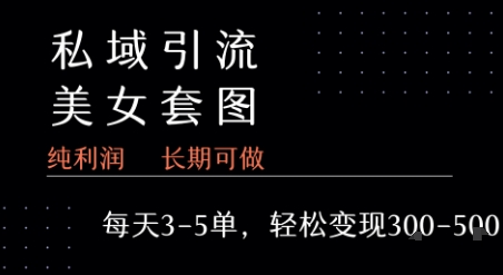 私域卖套图每天3-5单 每单利润99-2张+-月亮湾网创资源站