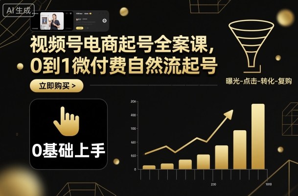 视频号电商起号全案课，0到1微付费自然流起号-月亮湾网创资源站