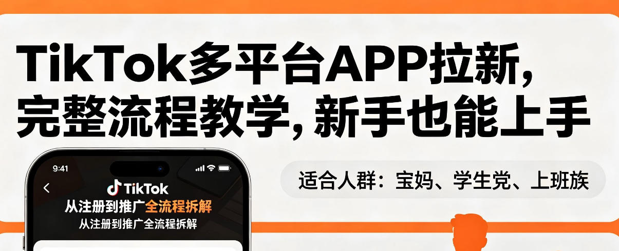 TikTok多平台APP拉新，完整流程教学，新手也能上手，轻松出海搞美金-月亮湾网创资源站