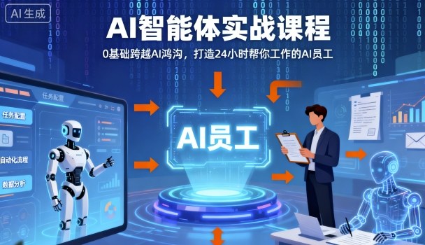 Ai智能体实战课程，0基础跨越Ai鸿沟，打造24小时帮你工作的Ai员工，打破常规，以实战定义Ai-月亮湾网创资源站