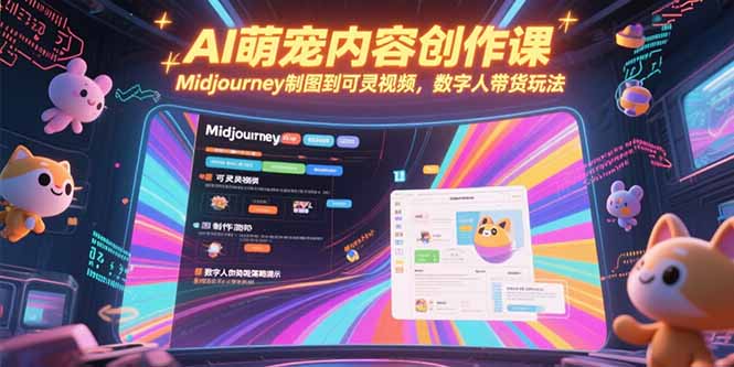 AI萌宠内容创作课，Midjourney制图到可灵视频，数字人带货玩法-月亮湾网创资源站