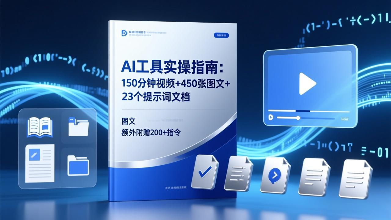 AI工具实操指南：150分钟视频+450张图文+23个提示词文档，额外附赠200+指令-月亮湾网创资源站
