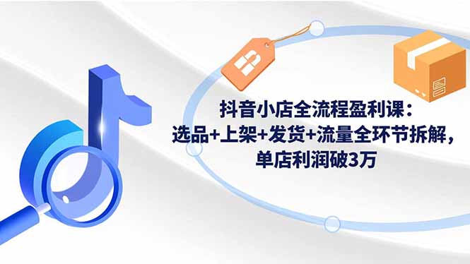 抖音小店全流程盈利课：选品+上架+发货+流量全环节拆解，单店利润破3万-月亮湾网创资源站