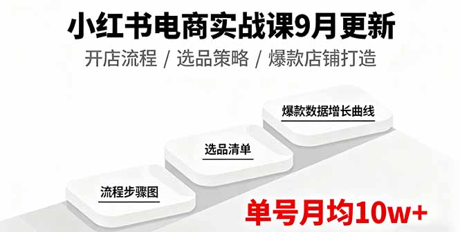 小红书电商实战课9月更新，开店流程/选品策略/爆款店铺打造，单号月均10w+-月亮湾网创资源站