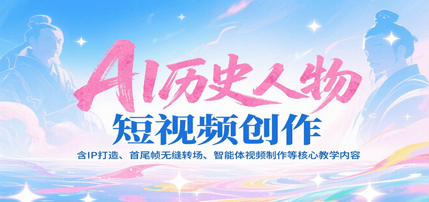 AI历史人物短视频创作，含IP打造、首尾帧无缝转场、智能体视频制作等核心教学内容-月亮湾网创资源站