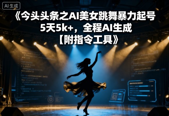 今日头条之AI美女跳舞暴力起号，5天1k+，全程AI生成【附指令工具】-月亮湾网创资源站