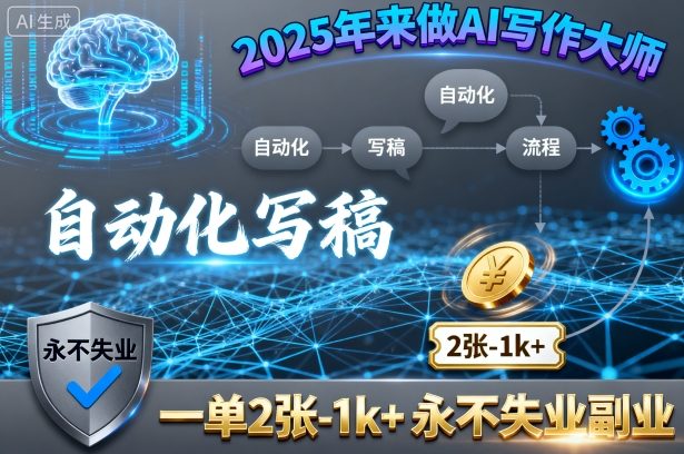 2025年来做AI写作大师，自动化写稿，一单2张-1k+，永不失业副业-月亮湾网创资源站