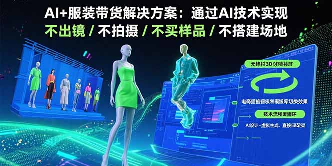 AI+服装带货解决方案：通过AI技术实现 不出镜/不拍摄/不买样品/不搭建场地-月亮湾网创资源站