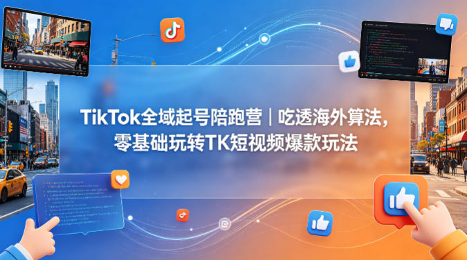 TikTok全域起号陪跑营｜吃透海外算法，零基础玩转TK短视频爆款玩法-月亮湾网创资源站