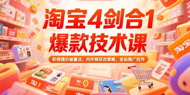 淘宝4剑合1爆款技术课73期：阶梯提价破量法，内外销双改策略 全站推广拉升-月亮湾网创资源站
