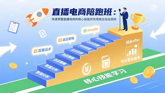 直播电商陪跑班：快速掌握直播电商的核心技能并实现就业/创业目标-月亮湾网创资源站