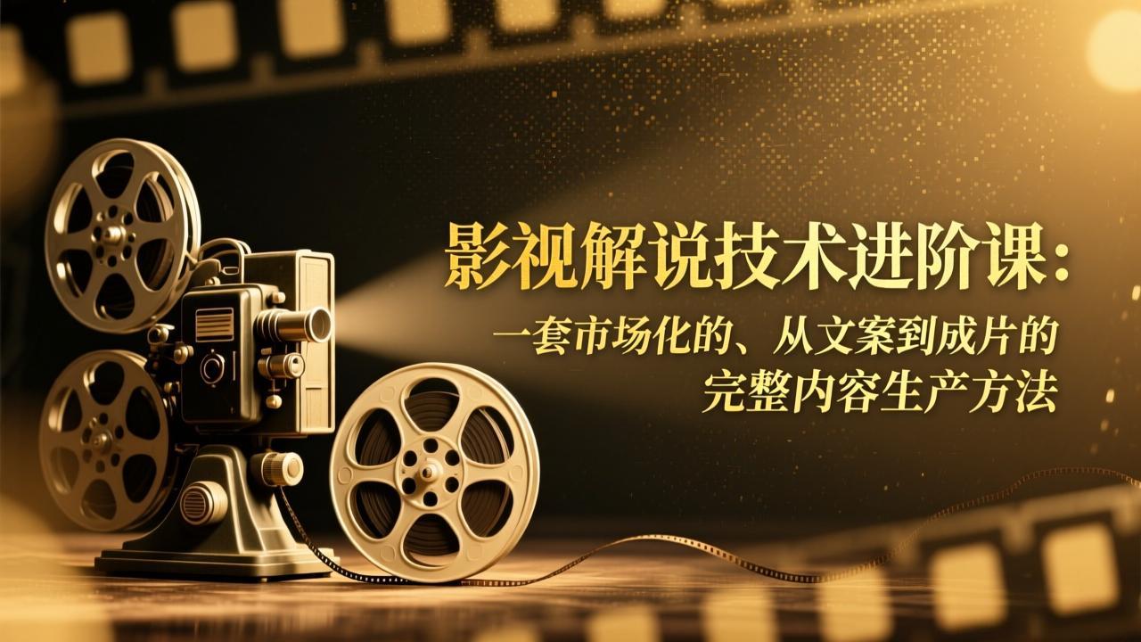 影视解说技术进阶课：一套市场化的、从文案到成片的完整内容生产方法-月亮湾网创资源站