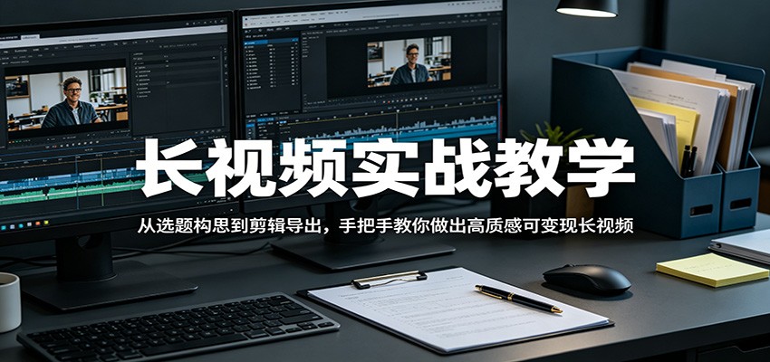 长视频实战教学，从选题构思到剪辑导出，手把手教你做出高质感可变现长视频-月亮湾网创资源站