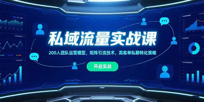 私域流量实战课，200人团队运营模型，矩阵引流技术，高客单私聊转化策略-月亮湾网创资源站