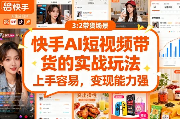 快手ai短视频带货的实战玩法，上手容易，变现能力强-月亮湾网创资源站