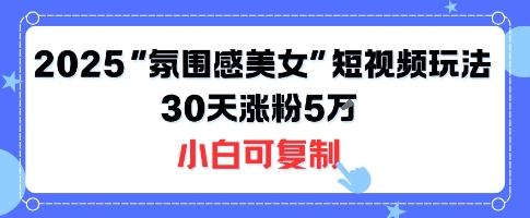不露脸也能火！2025“氛围感美女”短视频玩法，30天涨粉5W小白可复制-月亮湾网创资源站