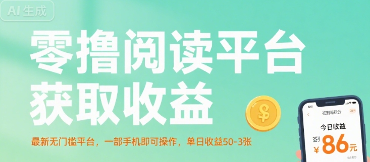 零撸阅读平台获取收益，最新无门槛平台，一部手机即可操作，单日收益50-3张【揭秘】-月亮湾网创资源站
