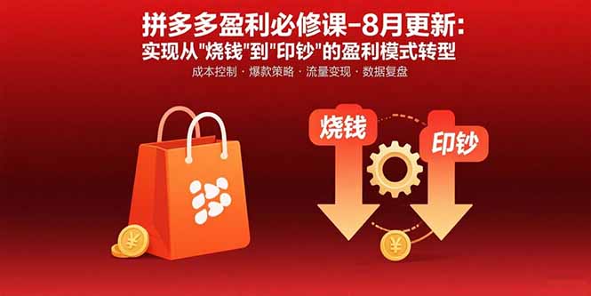 拼多多盈利必修课-8月更新：突破运营瓶颈 实现从烧钱到印钞的盈利模式转型-月亮湾网创资源站