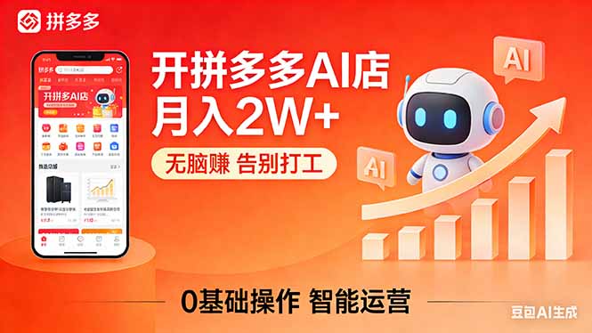 开一家拼多多AI店，月入2W+，无脑赚，告别打工，附SOP手册-月亮湾网创资源站