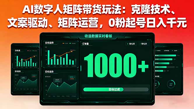 AI数字人矩阵带货玩法：克隆技术、文案驱动、矩阵运营，0粉起号日入千元-月亮湾网创资源站