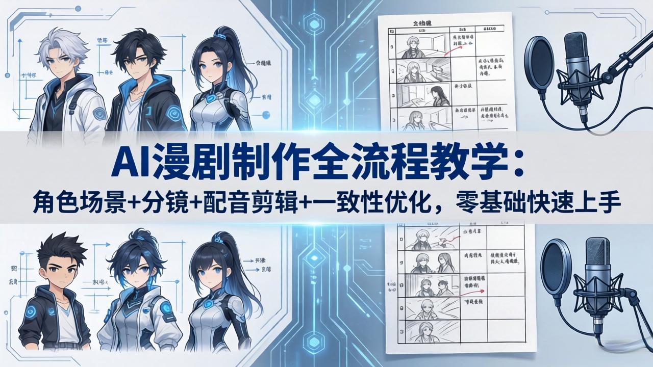 AI漫剧制作全流程教学：角色场景+分镜+配音剪辑+一致性优化，零基础快速上手-月亮湾网创资源站