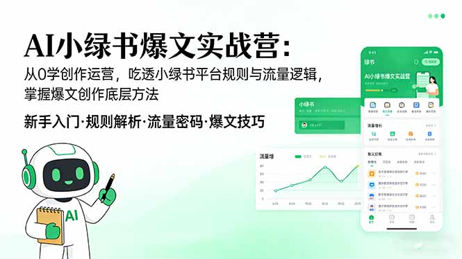 AI 小绿书爆文实战营：从0学创作运营，吃透小绿书平台规则与流量逻辑，掌握爆文创作底层方法-月亮湾网创资源站