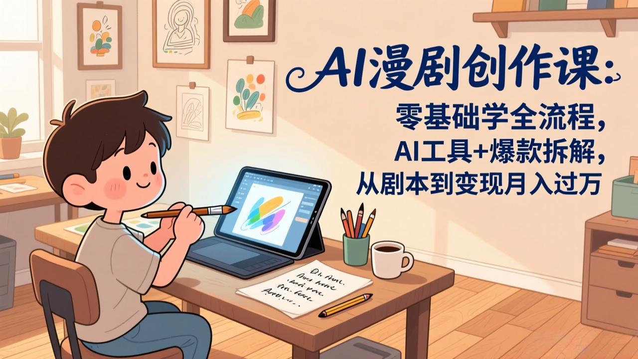 AI漫剧创作课：零基础学全流程，AI工具+爆款拆解，从剧本到变现月入过万-月亮湾网创资源站