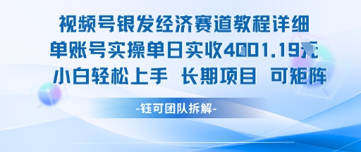 视频号银发经济赛道单账号实操单日实收1k+，小白轻松上手长期项目-月亮湾网创资源站