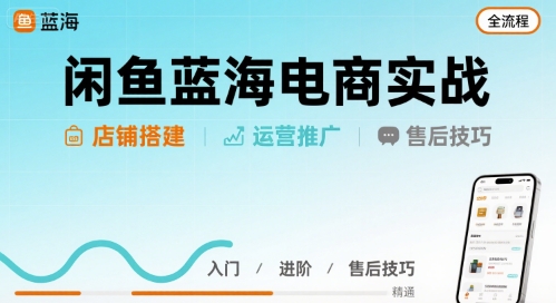 闲鱼蓝海电商实战，店铺搭建运营售后全流程-月亮湾网创资源站