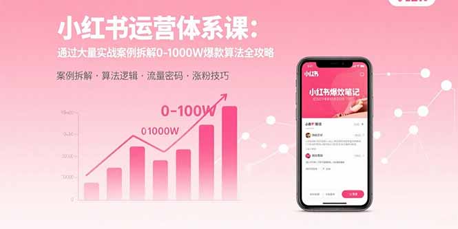 小红书运营体系课：通过大量实战案例拆解0-1000W爆款算法全攻略-月亮湾网创资源站