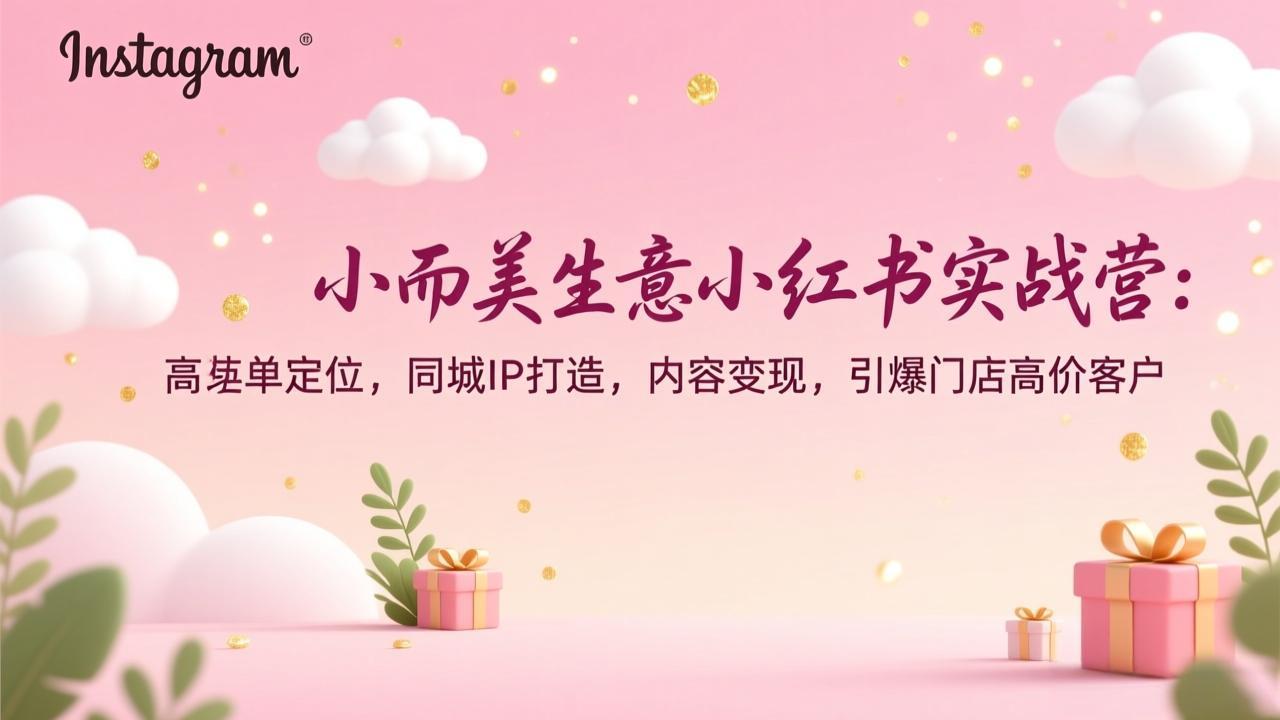 小而美生意小红书实战营：高客单定位，同城IP打造，内容变现，引爆门店高价客户-月亮湾网创资源站