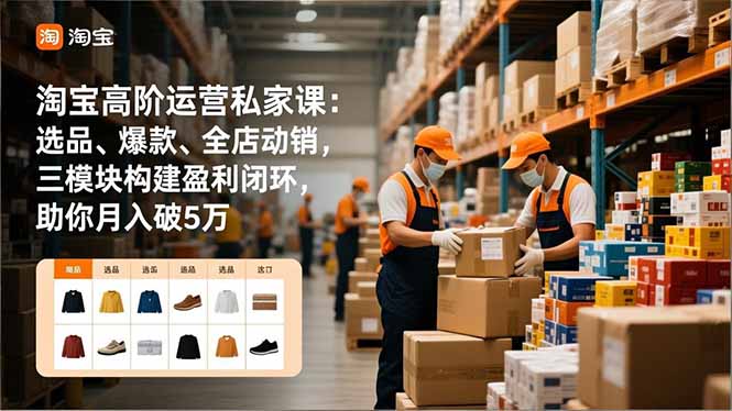 淘宝高阶运营私家课：选品、爆款、全店动销，三模块构建盈利闭环，助你月入破5万(更新12月-月亮湾网创资源站