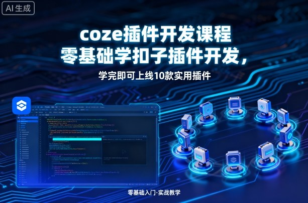 coze插件开发课程，零基础学扣子插件开发，学完即可上线10款实用插件-月亮湾网创资源站