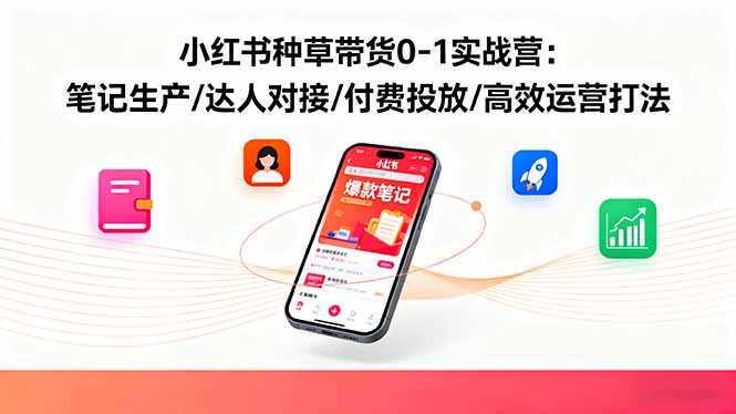 小红书种草带货0-1实战营：笔记生产/达人对接/付费投放/高效运营打法-月亮湾网创资源站