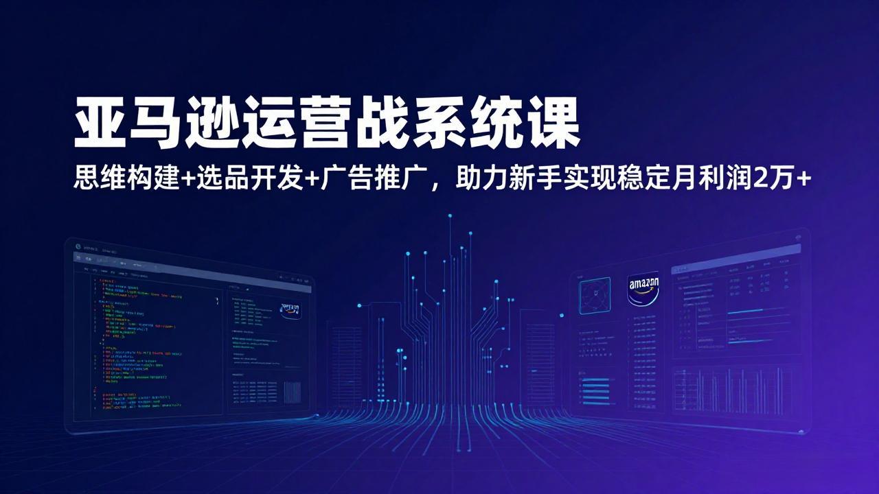 亚马逊运营实战系统课，思维构建+选品开发+广告推广，助力新手实现稳定月利润2万+(更新-月亮湾网创资源站