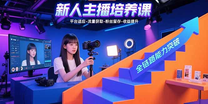 新人主播培养课：平台适应-流量获取-粉丝留存-收益提升 全链路能力突破-月亮湾网创资源站
