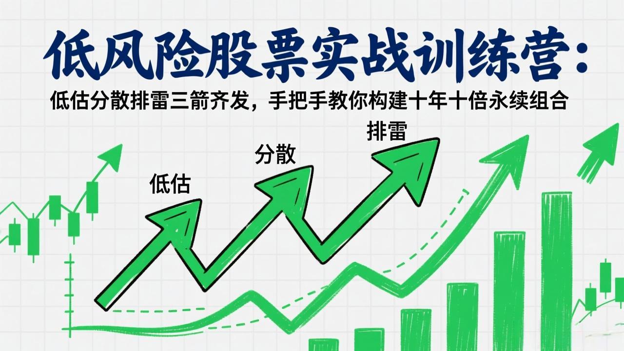 低风险股票实战训练营：低估分散排雷三箭齐发，手把手教你构建十年十倍永续组合-月亮湾网创资源站