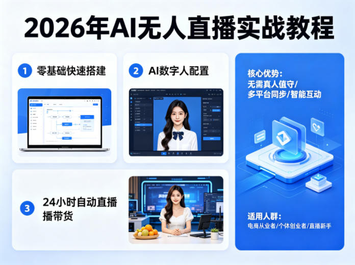 2026年AI无人直播实战教程，零基础也能快速搭建AI数字人无人直播间，实现24小时自动直播带货-月亮湾网创资源站