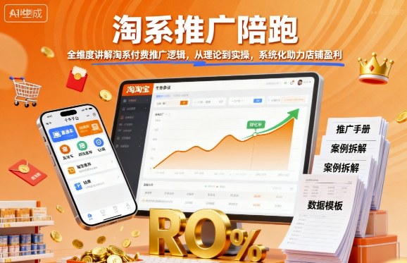 淘系推广陪跑，全维度讲解淘系付费推广逻辑，从理论到实操，系统化助力店铺盈利-月亮湾网创资源站