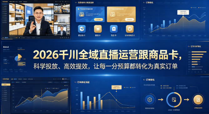 2026千川全域直播运营跟商品卡，科学投放、高效提效，让每一分预算都转化为真实订单-月亮湾网创资源站