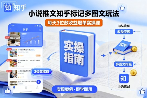 小说推文知乎标记多图文玩法，每天3位数收益爆单实操课-月亮湾网创资源站