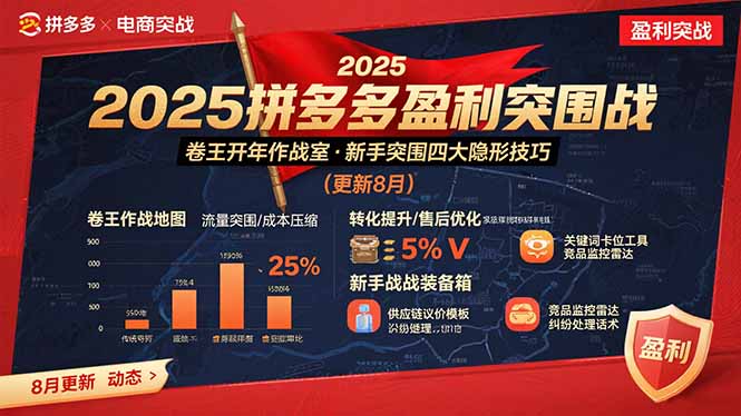 2025拼多多盈利突围战：卷王开年作战室，新手突围四大隐形技巧(更新8月-月亮湾网创资源站