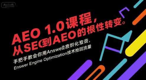 AEO 1.0 课程，从SEO到AE0的基命性转变，手把手教会你用AnswerEngineOptimization技术抢回流量-月亮湾网创资源站