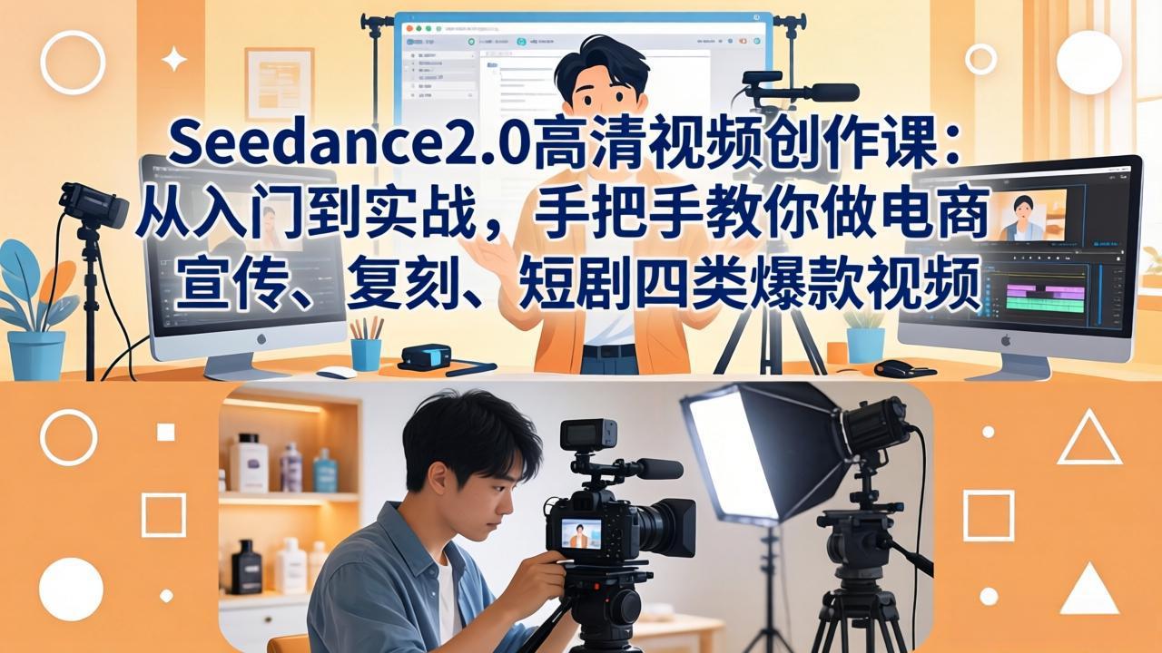 Seedance2.0高清视频创作课：从入门到实战，手把手教你做电商、宣传、复刻、短剧四类爆款视频-月亮湾网创资源站