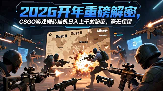 2026开年重磅解密，CSGO游戏搬砖挂机日入上千的秘密，毫无保留-月亮湾网创资源站