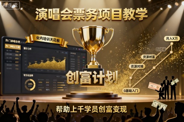 演唱会票务项目教学，业内培训天花板，帮助上千学员创富变现(更新)-月亮湾网创资源站
