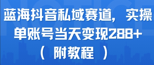 蓝海抖音私域赛道，实操单账号当天变现288+(附教程)-月亮湾网创资源站