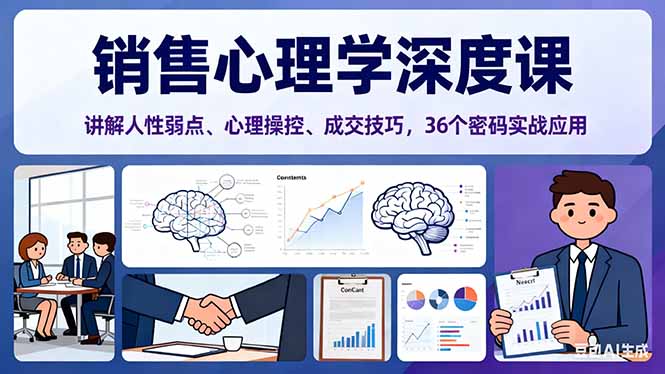 销售心理学深度课，讲解人性弱点、心理操控、成交技巧，36个密码实战应用-月亮湾网创资源站